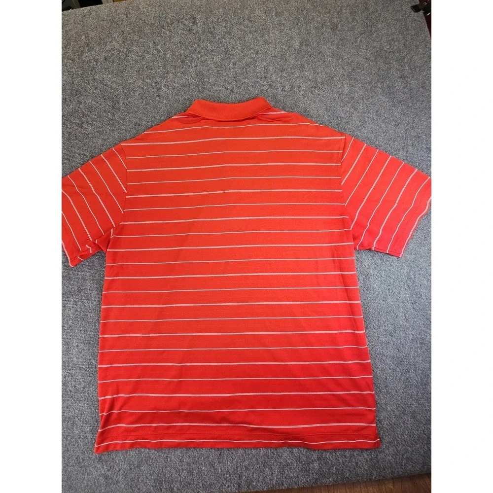 Nike Golf Polo Shirt Mens XL Red Stripe Dri-Fit Short Sleeve Performance 1569
